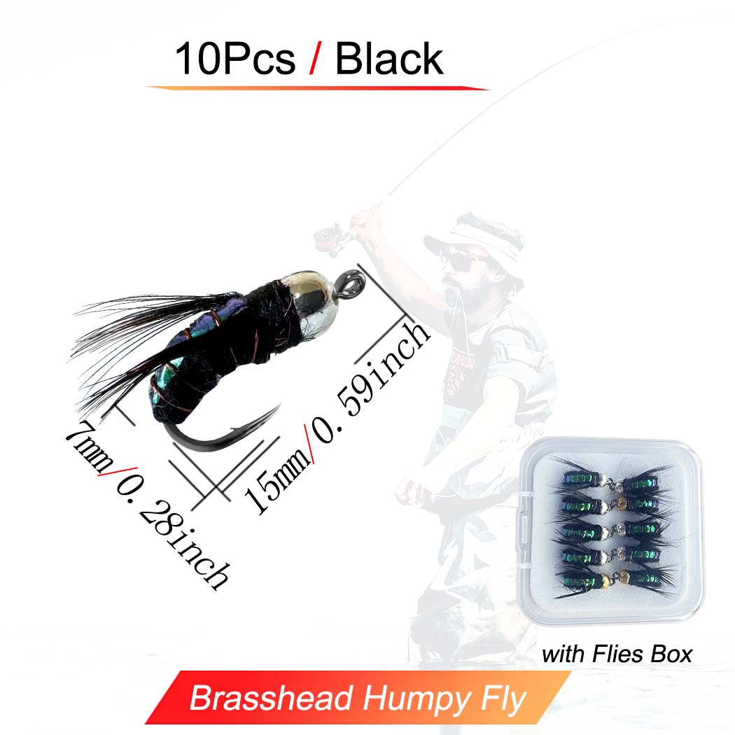 Приманка для ловли рыбы нахлыстом 5/10 шт./кор. черные крючки — фото 12