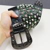 Heavy Industry Western Rhinestone Rivet Belt New Belt Punk European and American Fashionable Versatile Square Rivet