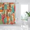 Multicolor Desert Cactus Shower Curtain Southwest Plants Tropical Style Bathroom Decorative Shower Curtain with 12 Hooks