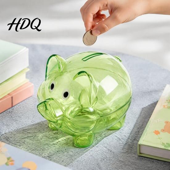 Plastic Piggy Bank Unbreakable for Kids Transparent Pig Shape Cash Coin Decorative Money Holder Bank Saving Jar Box Nursery Bedroom Decor Cartoon