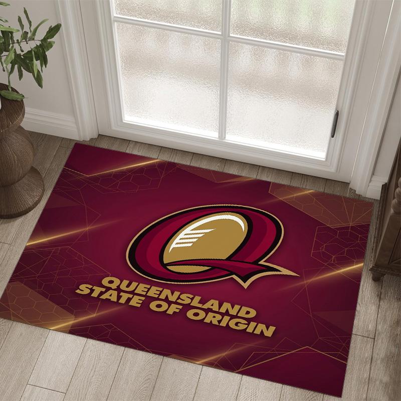 Queensland Maroons Design Crystal Velvet Carpet Cozy Non?Slip Printed Rug For Bedroom Living Room Entrance