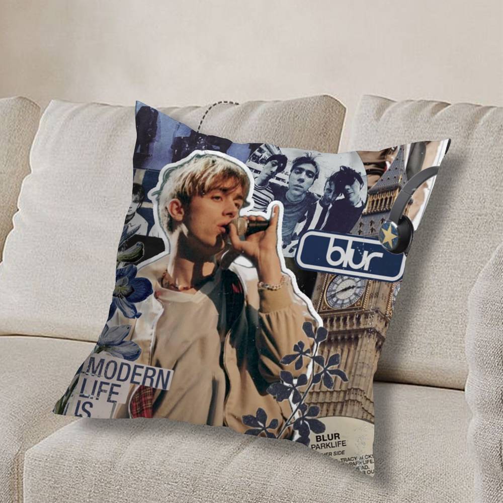 COOL Damon Albarn-n Ich Liebe Kissenbezug Anti-Milben Kissenbezug Versteckter Reißverschluss seidiger kurzer Plüsch Sofakissenbezug