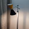 Mid Century Italian Stilnovo Adjustable Floor Lamp, Black Amber Brass, 210.82 cm Dual Tone