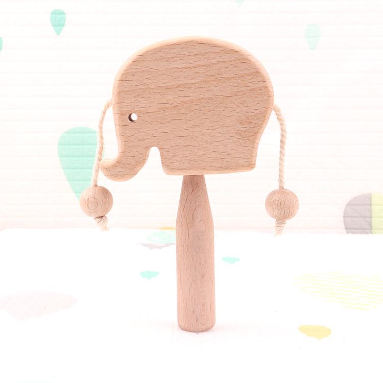 2024 Wooden Baby Rattle Toy - Creative Cartoon Beech Wood Design, Multi-Style Soothing Toy