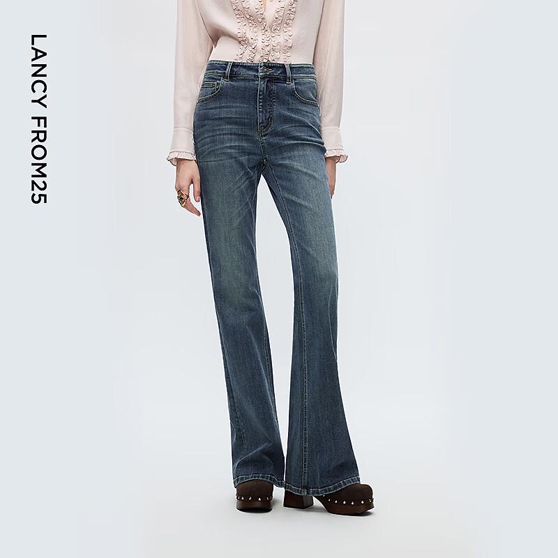 

Langzi Retro High-Waist Flared Cotton Jeans