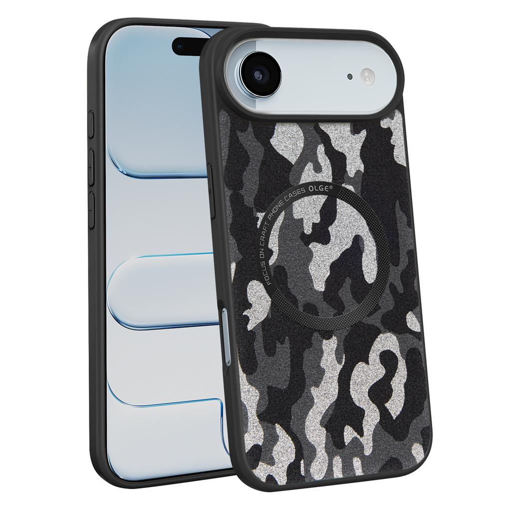Luxury Ultra-Thin Camouflage Leather MagSafe Case For iPhone 17 Air 16 15 14 13 12 11 Pro Max Magnetic Wireless Charging Cover
