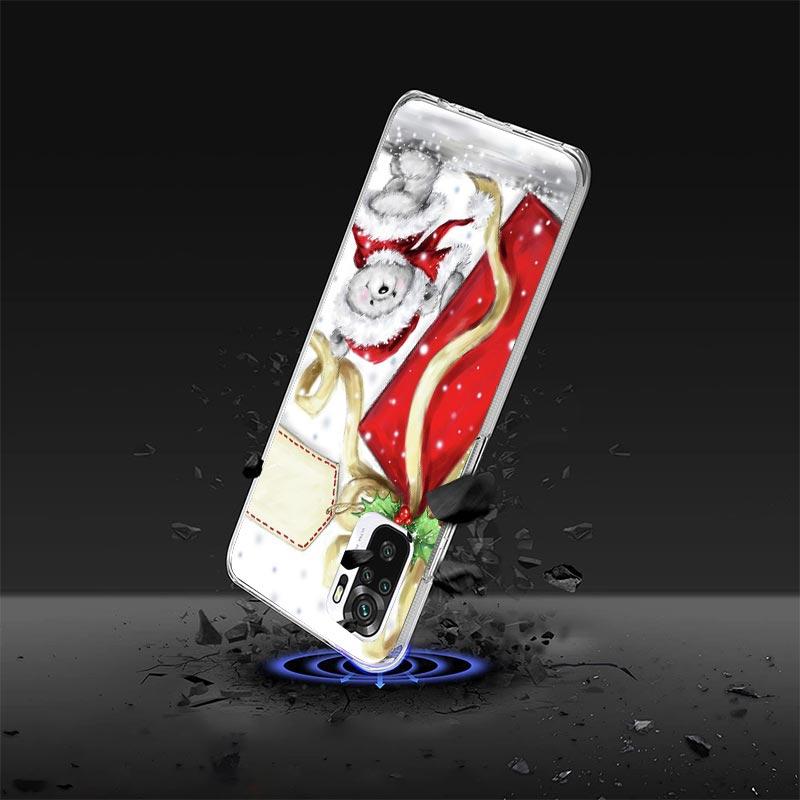 Happy Christmas Cute Bear Gift Phone Case For Xiaomi Redmi Note 10 11 12 13 14 15 Pro Plus 11S 12S 14S 11T 11E 10S Soft TPU Back