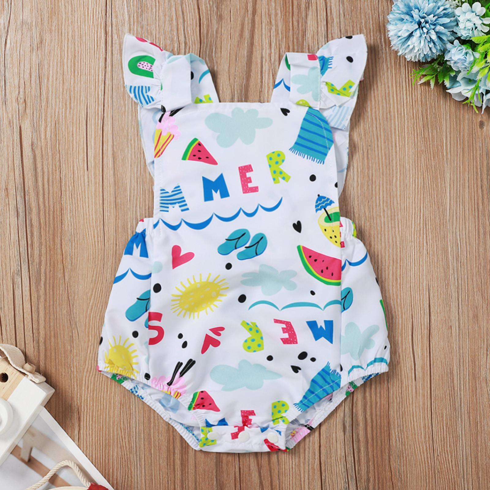 

Комбинезон с оборками и комбинезоном с рукавами-крылышками для новорожденных девочек, жилет с цветочным принтом 86 белый