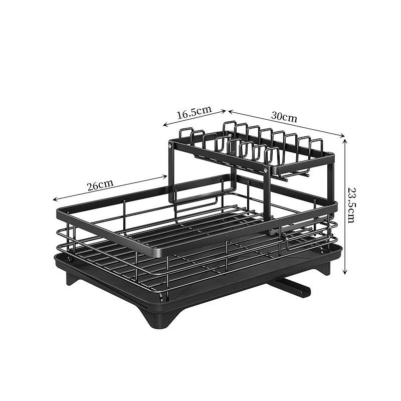 

Подставка для сушки посуды, регулируемый кухонный органайзер для тарелок с крылом для сушки посуды, держатель для хранения столовых приборов на столешнице раковины