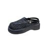 Half Slippers Woven Two Wear Cool Slippers 2025 Summer New Thick Sole Heightened Hollow Breathable Bag Head Sandals Women's Shoes