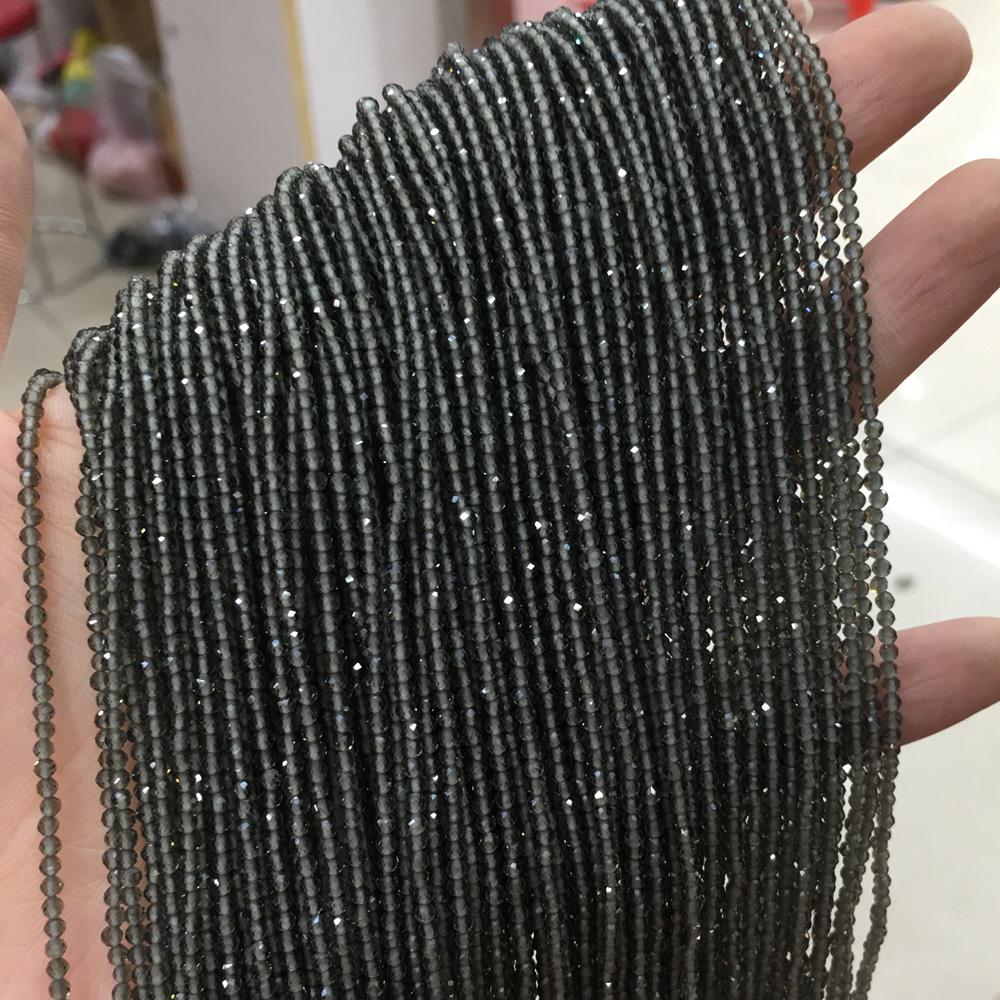 1String, Faceted Natural Stone Beads, 2mm, 3mm Small Round Turquoise Tourmaline Obsidian Gems Loose Spacer Beads for Jewelry Making DIY Crafts, 38cm