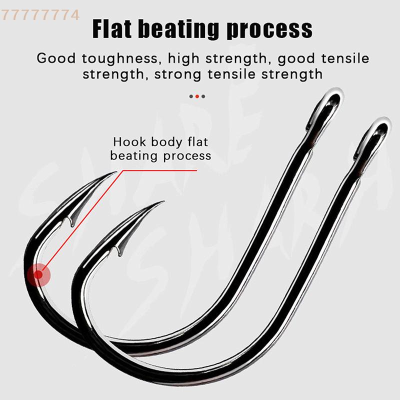 500pcs Fishing Hooks Set 3#-12# Carbon Steel Black Barbed Jig Hooks Mixed Size Fishhooks with Retail Box for Angling Accessories