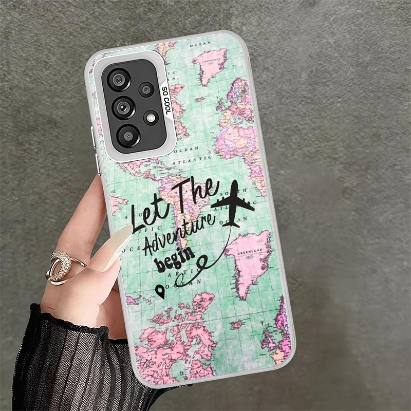 Travel Map Artistic Pattern Soft Phone Case for Samsung A17 A16 A15 A14 A13 A57 A56 A55 A54 A53 A37 A36 A35 A34 A33 A26 A25 A24