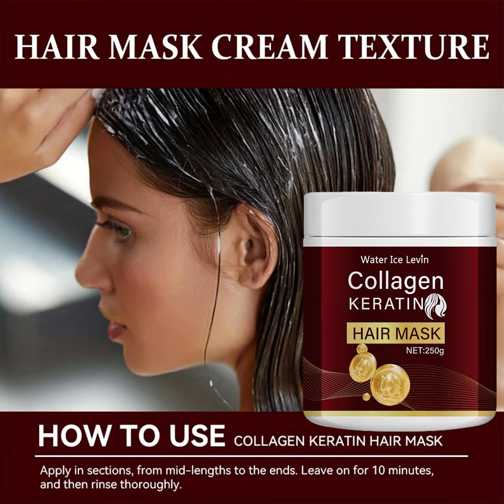 Collagen Keratin Hair Mask, Deeply Nourishes Dry and Damaged Hair, Enhances Elasticity—Rich In Moroccan Argan Oil, Deeply Moisturizes and Softens Less