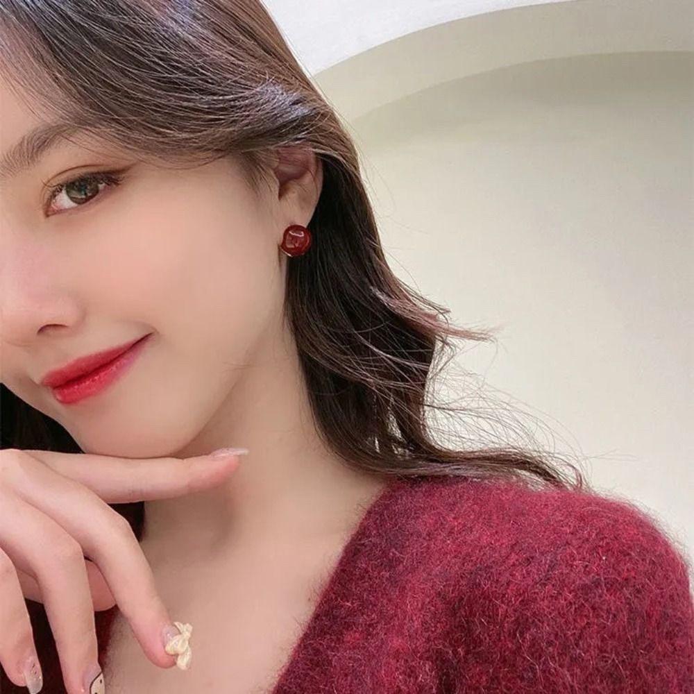 Round Bead Fashion Design Korean Style Earrings Enamel Ear Buckle Women Earrings Stud Earrings