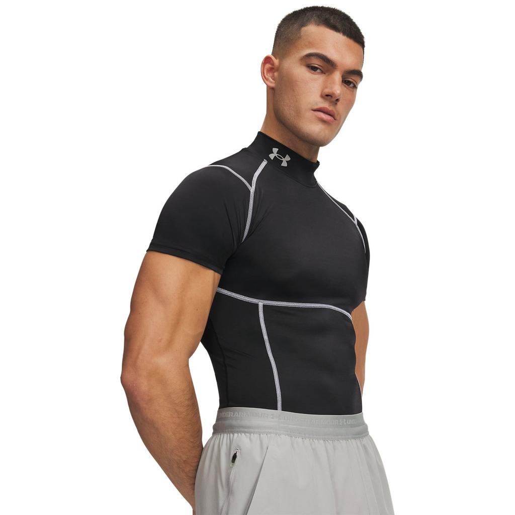 Under Armour HeatGear® Elite Training Fitness Running Compression Half High Neck Short Sleeve T-Shirt Men Tops Deep-Black 6015383-009