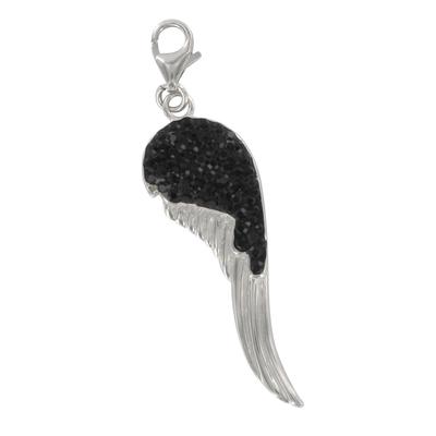 [Q4909] - Silver Charm Pendant 'Les Ailes d'Ange' Black Silver (rhodium-plated) - 38x12 Mm