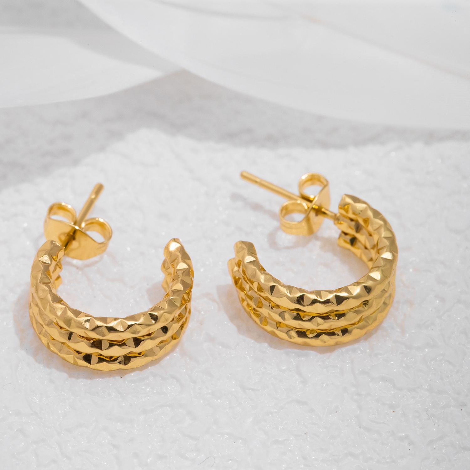 

C-образные звездные серьги для женщин, изысканная технология лечения поверхностных морщин, ювелирные изделия из нержавеющей стали золотой