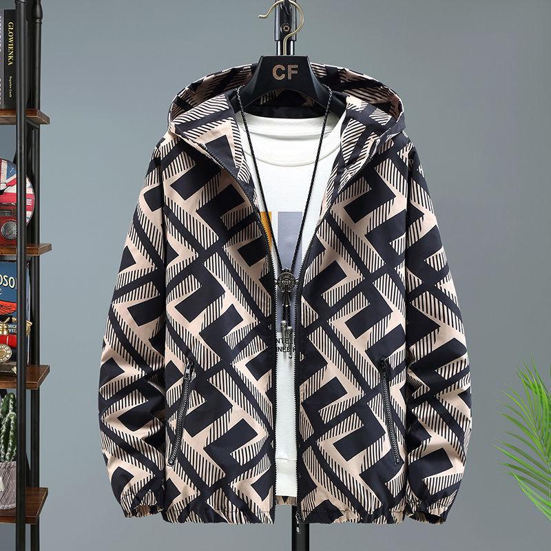 Europejska Modna Męska Kurtka Jacquard w Kratę ze Stójką - Koreański Styl Wiosenno-Jesienny Casualowy Top