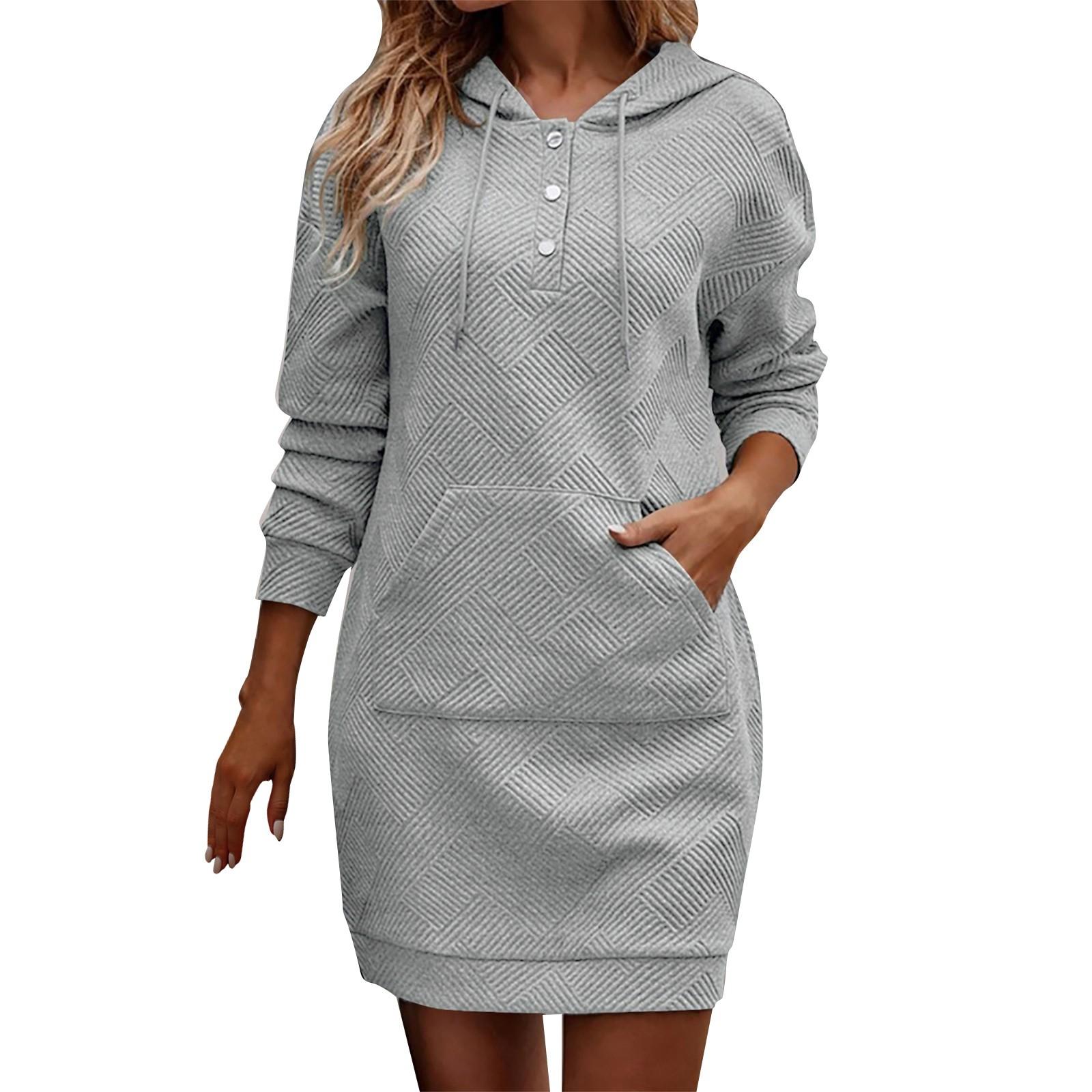 

Женская повседневная длинная толстовка с воротником на пуговицах, длинными рукавами и карманами XL