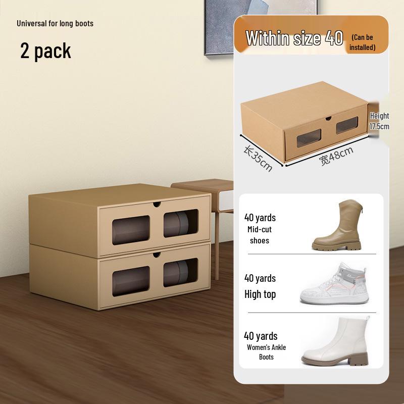 Schuhregal: Platzsparende transparente Kraftpapier-Aufbewahrungsboxen