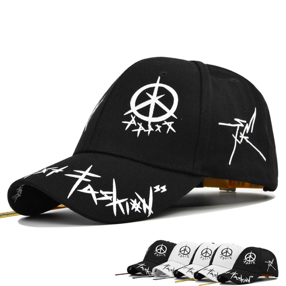 Five Cap Baseball Pointed Star Letters Printed Graffiti Long Strap Duckbill Cap