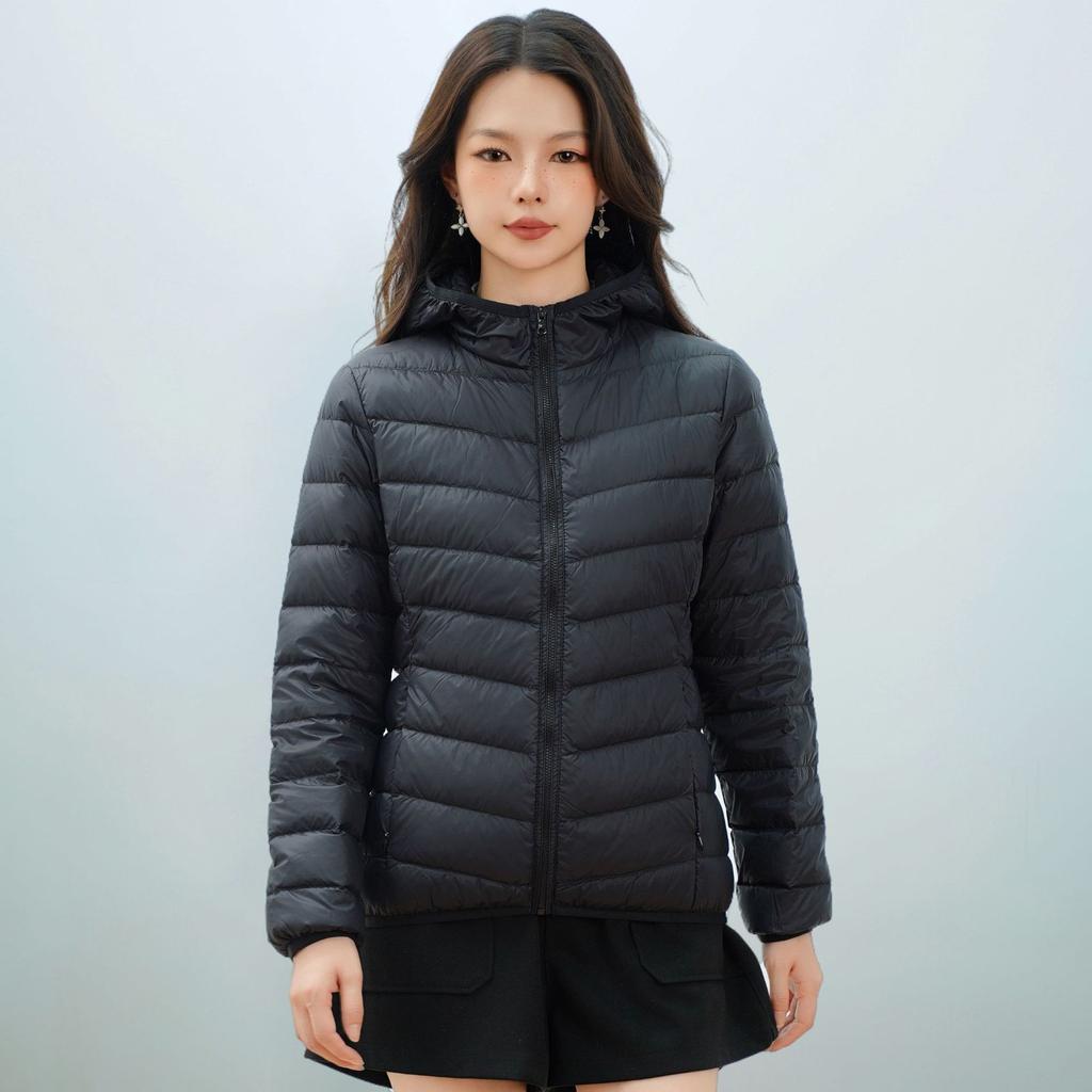 Women's Autumn and Winter 90 Down Light Duck Down Jacket with Hood Simple Jacket