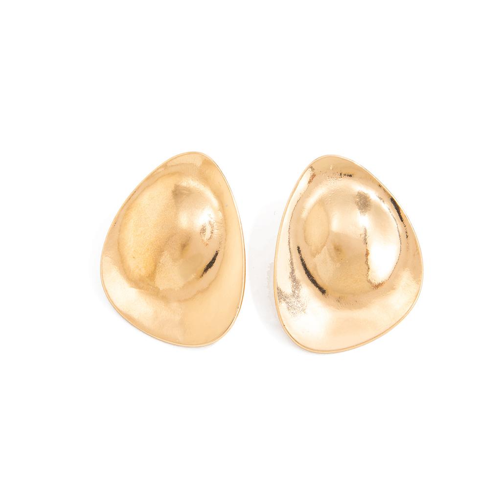 Fashion Liquid Metal Pleated Water Drop Stud Earrings, Exaggerated Wind Special-Shaped Geometric Large Glossy Earrings