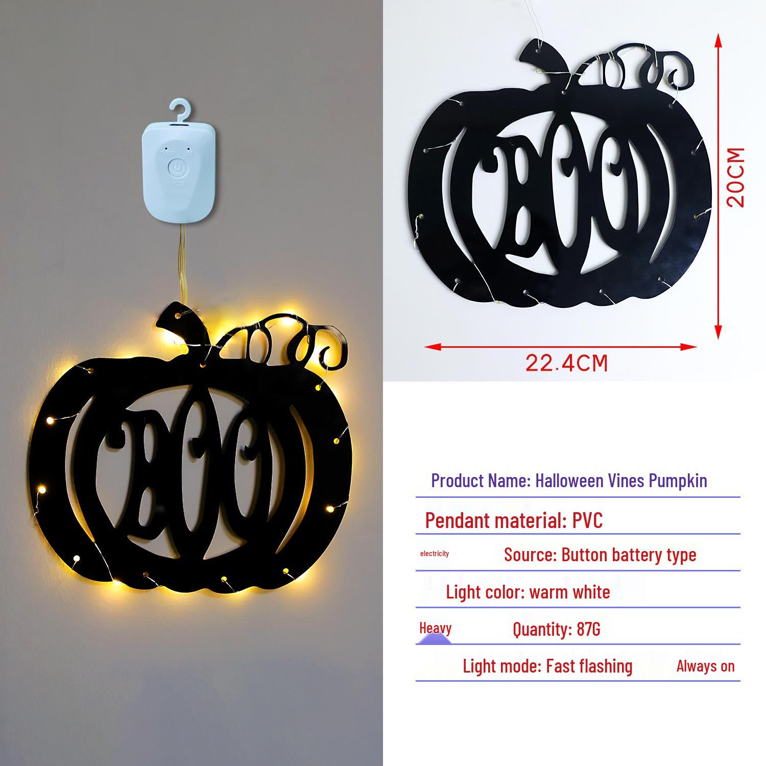 

Halloween Pumpkin Ghost Hanging Lights for Indoor Wall & Window Decoration Rechargeable Button Light