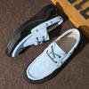 FashionHandmade Leather Men Shoes Casual Slip on Loafers Breathable Men Boat Flats Hot Sale Moccasins Punk Style Leisure Walk Footwear