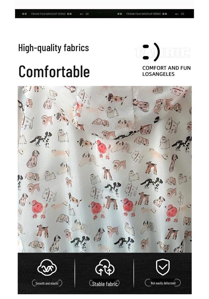 Toddler & Young Boys' 2026 Summer Sun Protection Hooded Jacket - Cartoon Puppy Print, Breathable & Light
