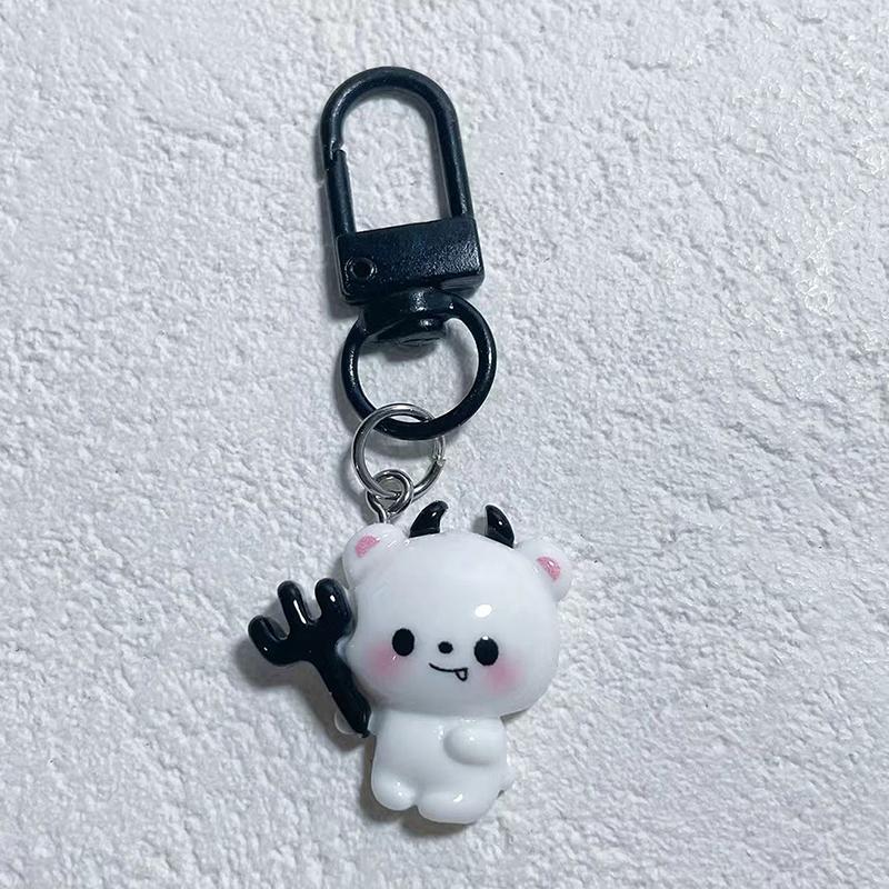 Cute Little Ghost Dark Demon Animals Resin Halloween Keychain For Women Keyring Bag Charm Pendant Car Key Accessories