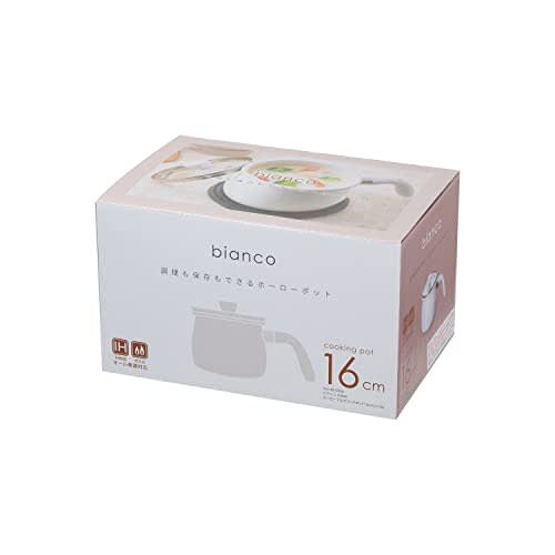 Pearl Metal Cookpot, Multi-Potted Enamel, 16cm, 2.0L, with Glass Lid, Induction Compatible, White, Bianco, HB-6906