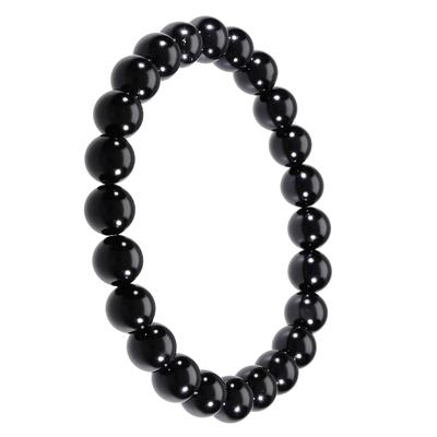 [Shinjuku Gin No Kura] 8mm Black Tourmaline Bracelet, Approx. 18.5cm Long (Men's L, Women's LL Size), October Birthstone, Power Stone, Simple