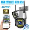 New 8MP 4K Dual Screen Camara 4G/WiFi IP Camera Monitor Smart Home Outdoor Waterproof PTZ CCTV Camera V380 Pro Security Protection
