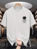 Unisex Crew Neck Tee Small Pocket Astronaut Cartoon Graphic Print Soft Cotton Loose Short Sleeve Summer Casual Male Streetwear Tops