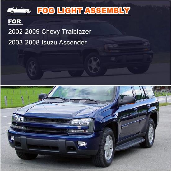Nixon Offroad Fog Lights for Chevy Trailblazer 2002-2009 for Isuzu Ascender 2003-2008 Fog Lamp Set Driving Fog Light Assembly Replacement 1 Pair