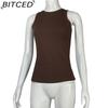 BITCED Women's Summer Solid-Colour Sleeveless Fitted Top