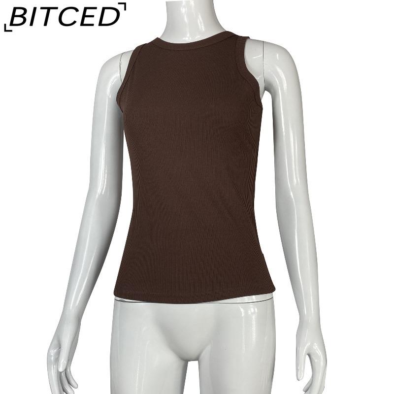 BITCED Women's Summer Solid-Colour Sleeveless Fitted Top