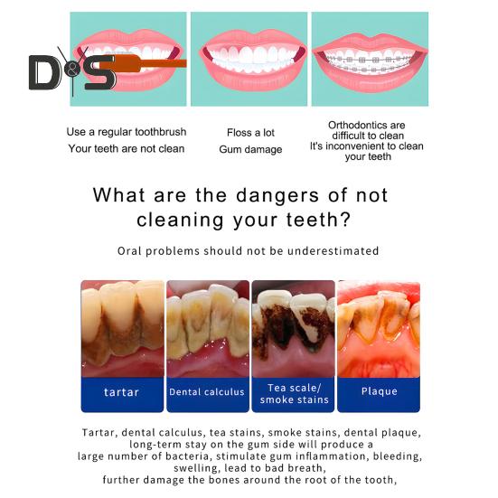 Ultrasonic Teeth Plaque Remover Portable Electric Dental Scaler USB Rechargeable Dental Calculus Removal Device Tartar Eliminator Teeth Cleaning