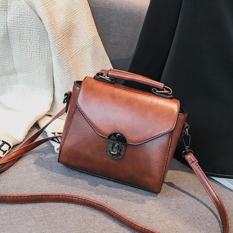 Small Square Bags For Women Fashion Solid Color Designer Crossbody Shoulder Bag Vintage PU Leather Handbags Female Bag
