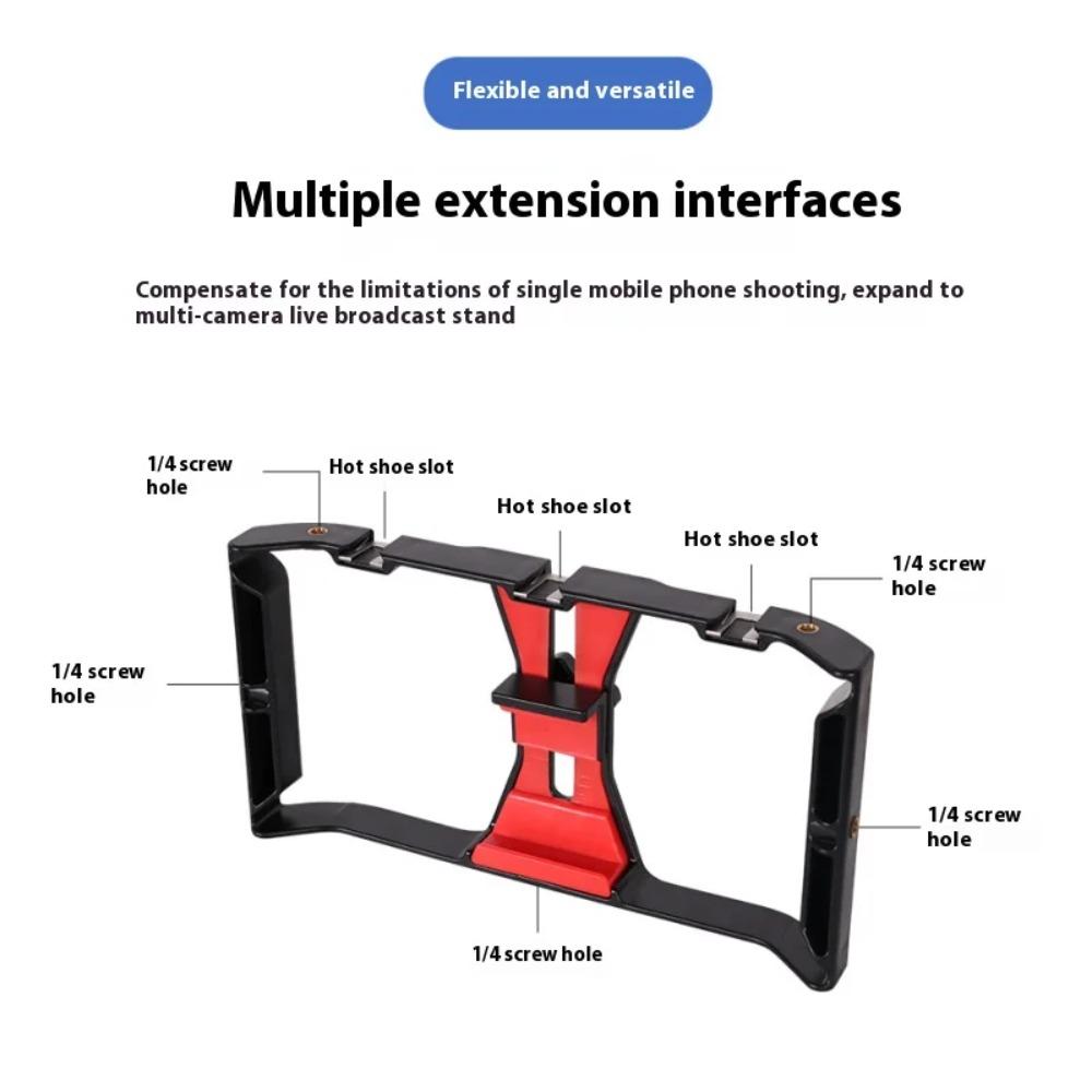 Professional Dual Handheld Phone Filmmaking Cage Multi Cold Shoe Video Stabilizer Frame for Live Stream Vlog Recording Shooting