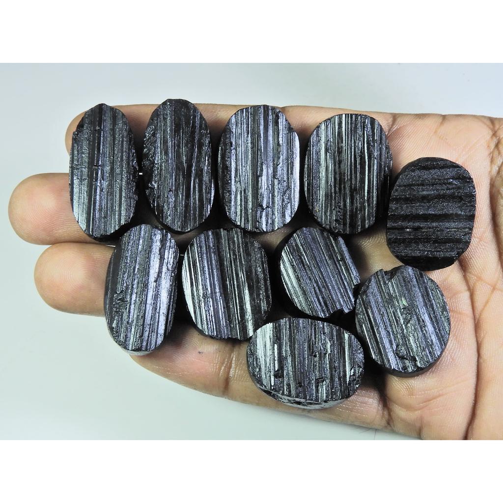 490Cts.Natural Black Tourmaline Oval Shape Cabochon Loose Gemstone 10Pcs Lot C-340