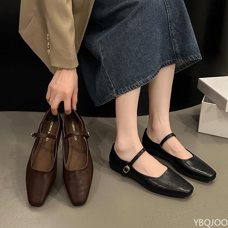 Fashion Spring summer new style simple comfortable retro square toe thick heel temperament shallow mouth low heel shoes women's shoes