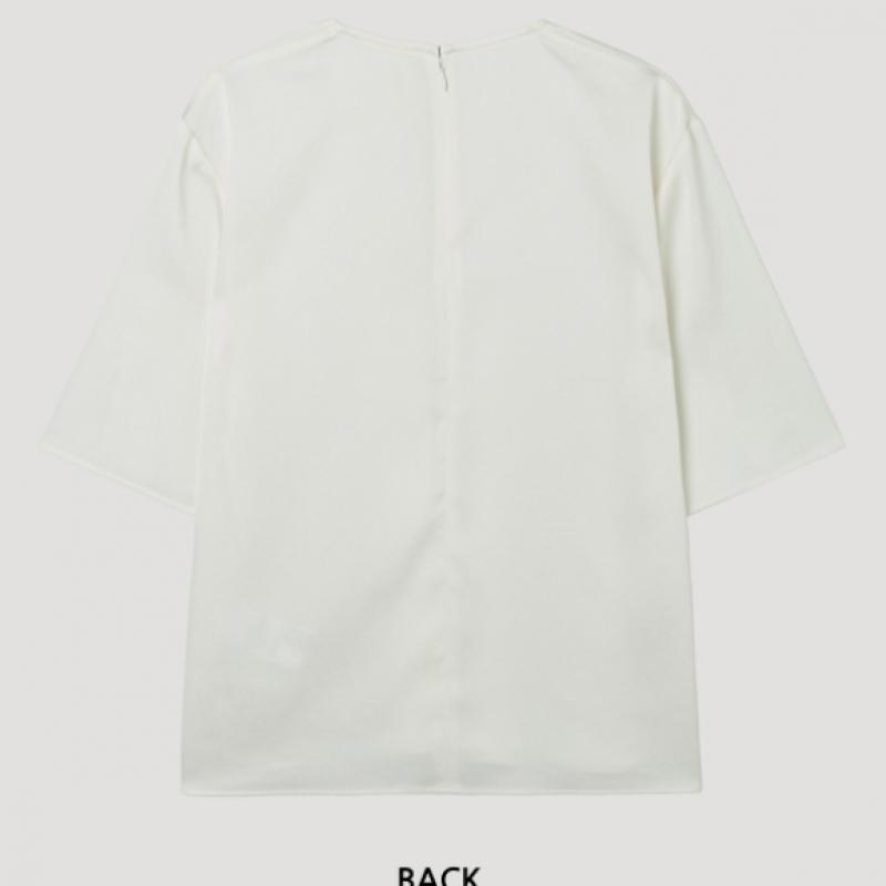 Shesmiss Satin Textured Round Neck Blouse Swwblp22070 Cr