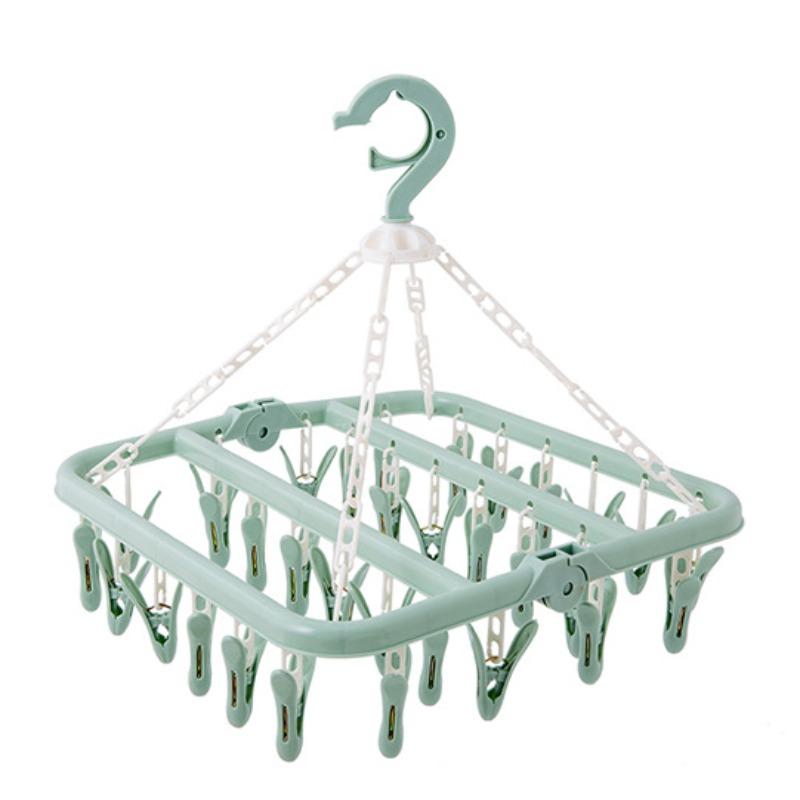 32 Clip Folding Clothes Hanger Children's and Adult Plastic Clothes Drying Hanger Home Windproof Sock Underwear Drying Hangers