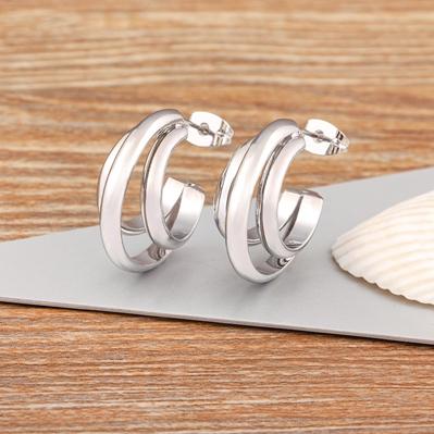 Nidin High Quality Retro Irregular Punk Style C Shape Earrings For Female Hip Hop Cool Party Personality Jewelry