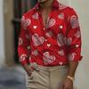 Men's Romantic Gift Heart-shaped Shirt Long Sleeve Fashion Casual Summer Spring Fall Turndown 3D Print Button Up Shirts