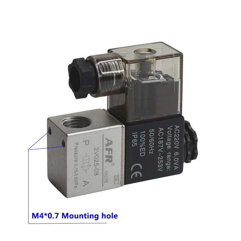 2V025-08 06 Pneumatic Solenoid Valve - 2 Way 2 Position Normally Closed NC 1/4 Port Air Control Valve 12V 24V 110V 220V AC DC