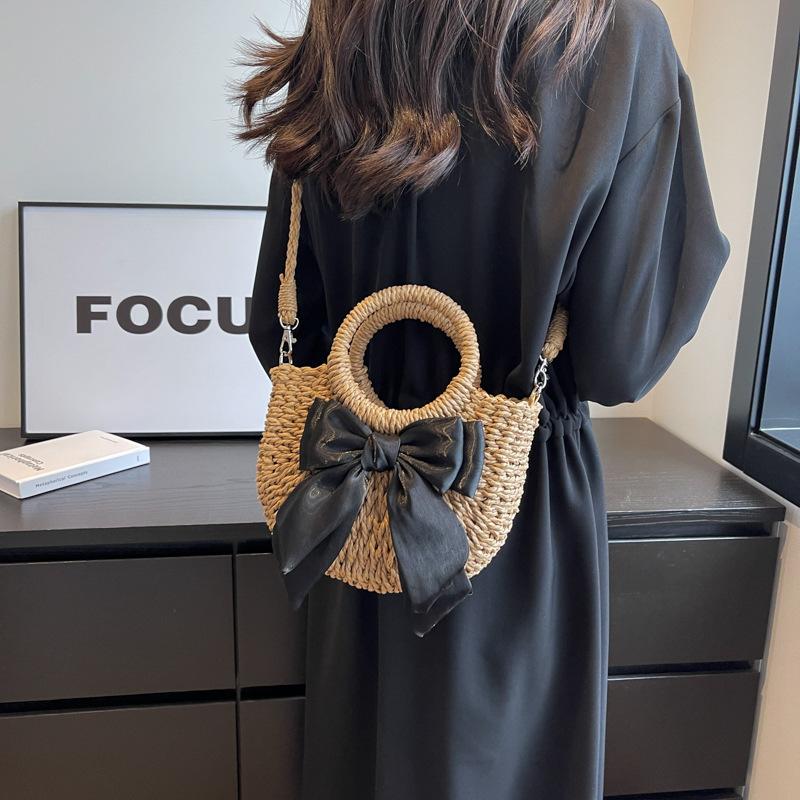Summer New Niche Versatile Beach Straw Bag Portable Oblique Span Vegetable Basket Women's Bag